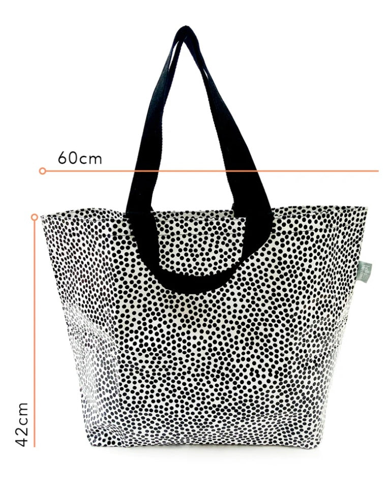 hello weekend, weekender bag, speckle, waterproof bag, recycled materials, shopping bag, tote bag, eco friendly