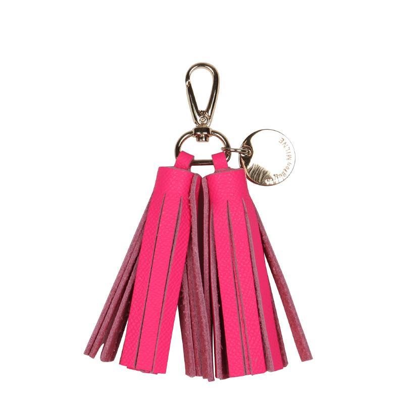 Double Leather Tassel Key Ring (Pink)